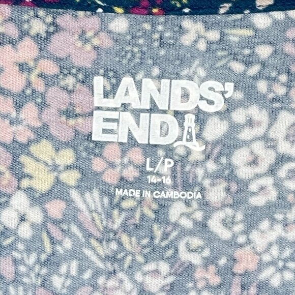 LANDS' END FLORAL PRINT 3/4 SLEEVE FIT AND FLARE DRESS - Picture 7 of 8